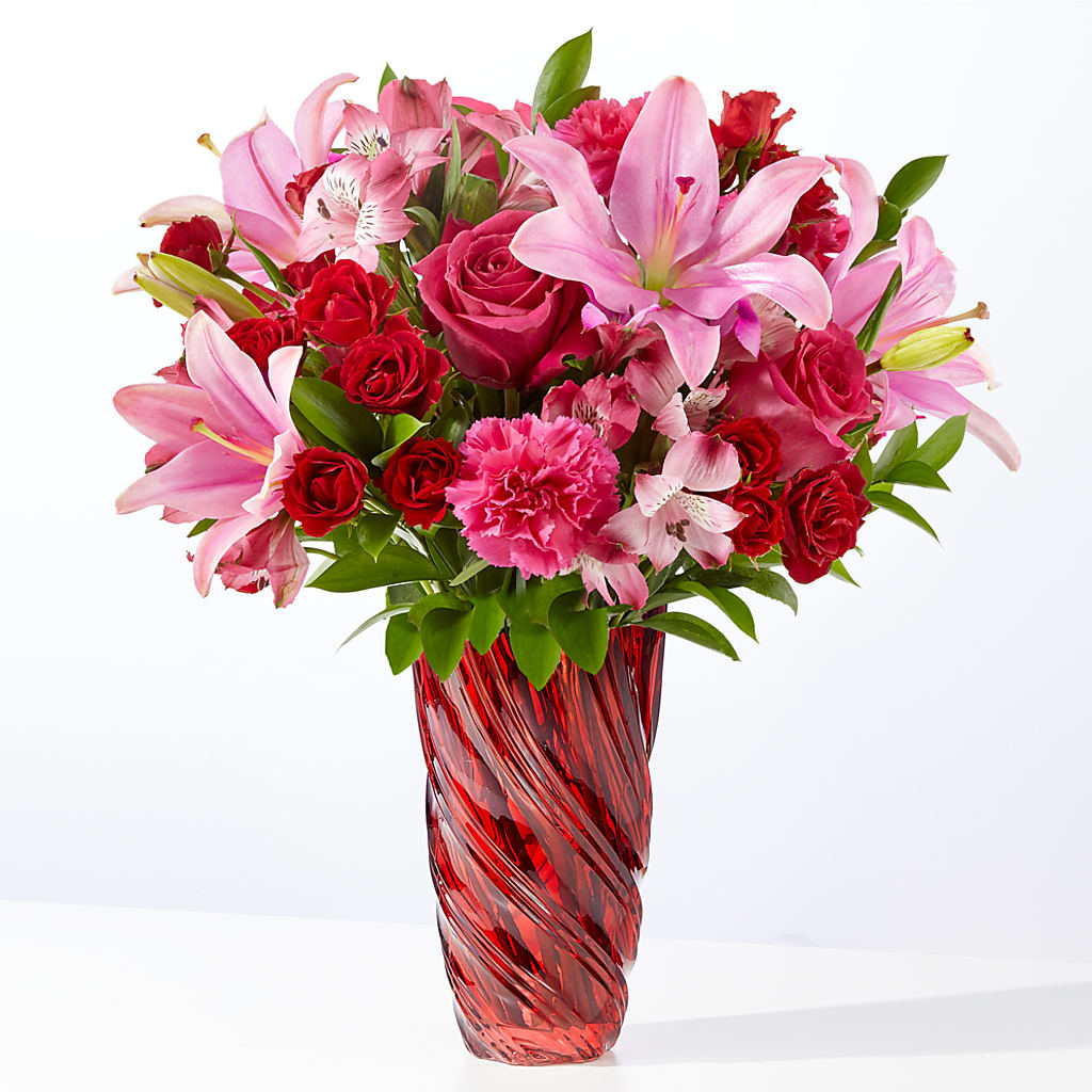 In Love Bouquet with Luxe Swirl Vase – Verona Florist, Woodbridge ON