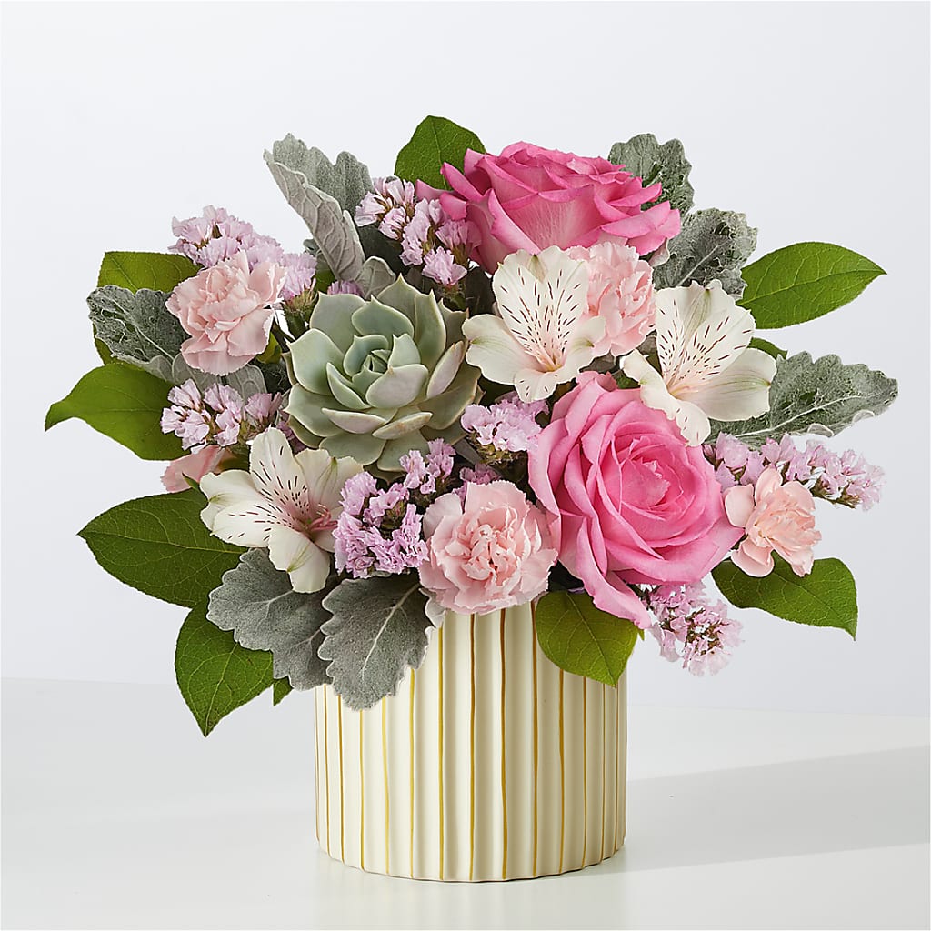 Dusty Rose Bouquet with Ivory Vase – Verona Florist, Woodbridge ON