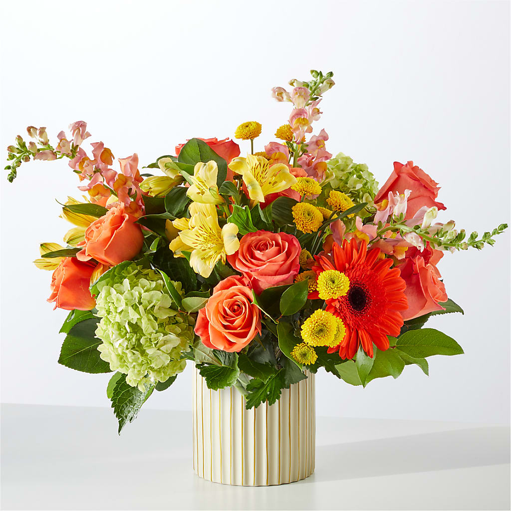 Autumn Sunshine Bouquet with Ivory Vase – Verona Florist, Woodbridge ON