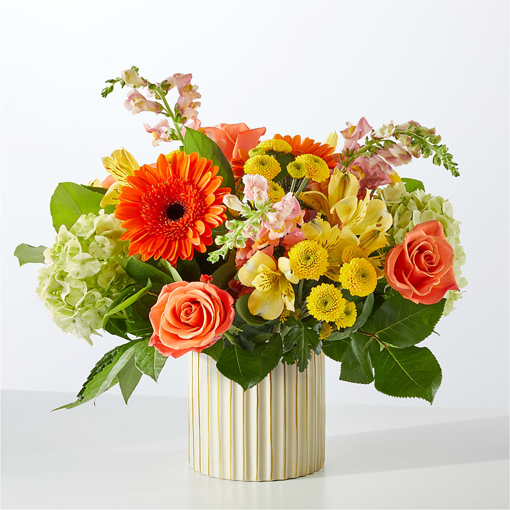 Autumn Sunshine Bouquet with Ivory Vase – Verona Florist, Woodbridge ON