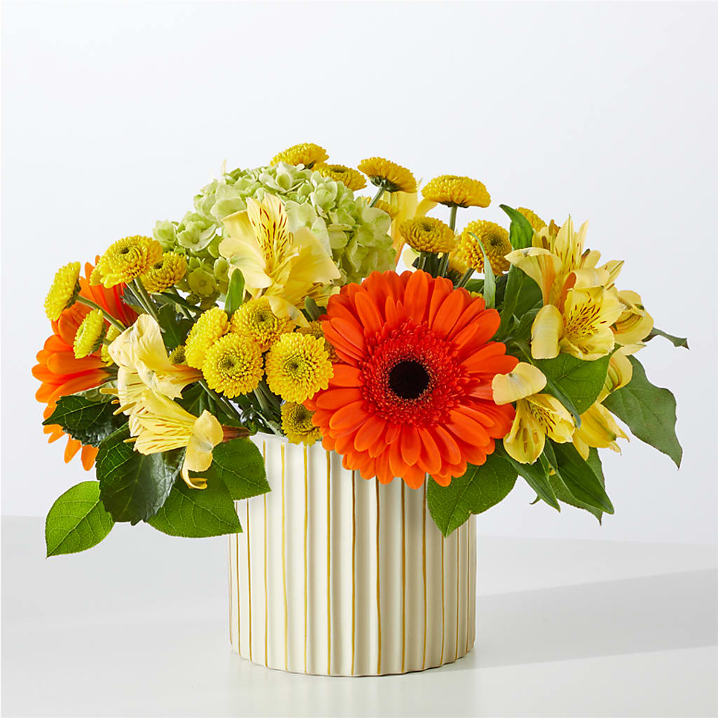 Autumn Sunshine Bouquet with Ivory Vase – Verona Florist, Woodbridge ON