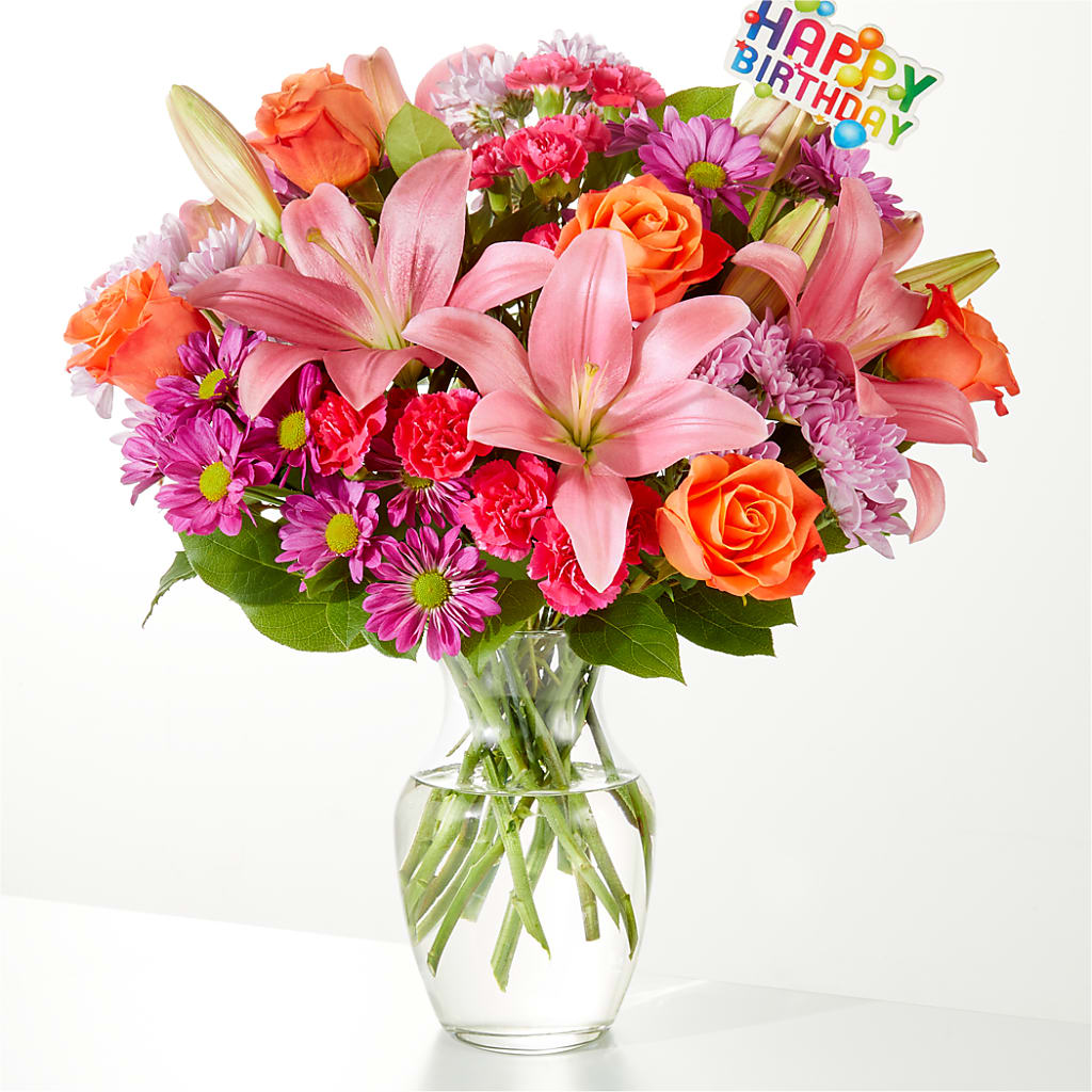One and Only Bouquet & Happy Birthday Topper – Verona Florist, Woodbridge ON