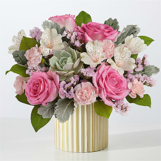 Dusty Rose Bouquet with Ivory Vase –  Verona Florist, Woodbridge ON