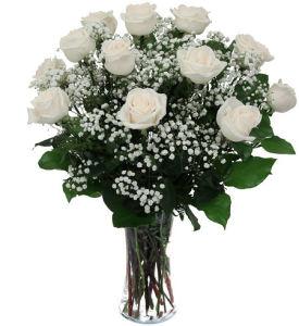 Dozen White Roses In Vase –  Verona Florist, Woodbridge ON